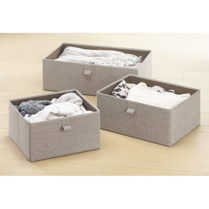 California Closets Grove Fabric Bin Set Brown Herringbone & Reviews